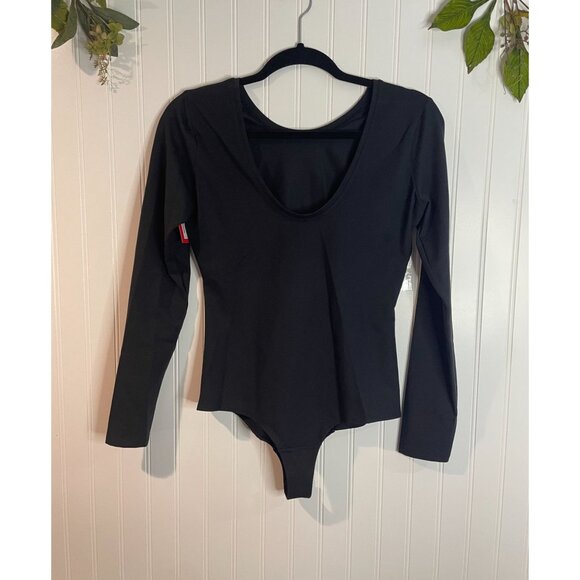 Spanx L/S Scoop Neck Bodysuit Classic Black Size Large - Picture 2 of 12